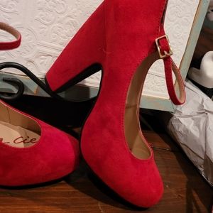 Red suede High Heels